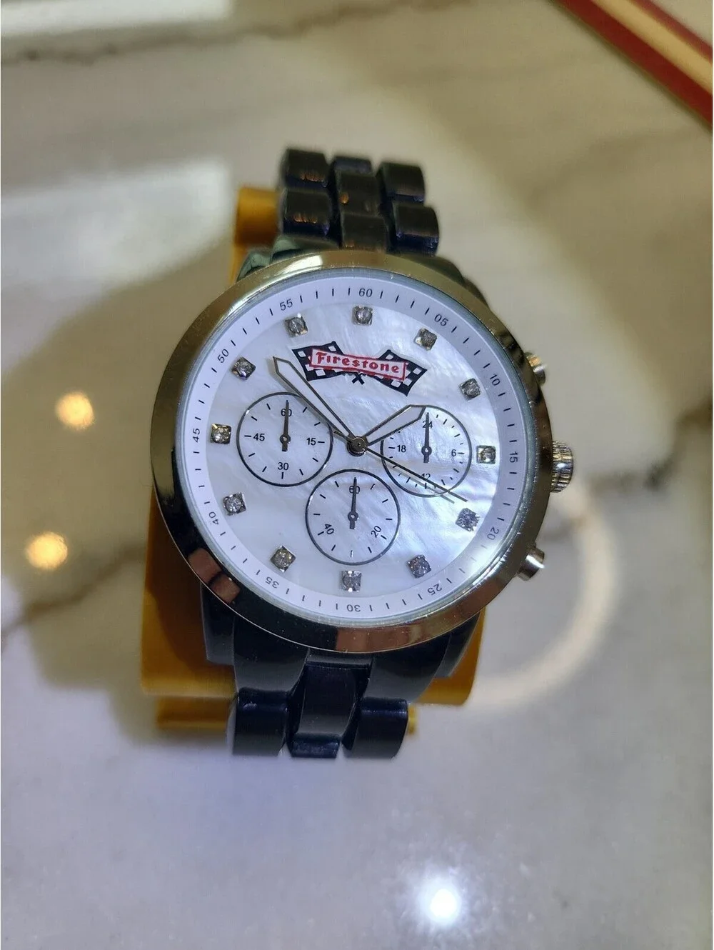 Men's Quartz Watch Working New Battery Automobilia 44mm Firestone Tires LNEUC